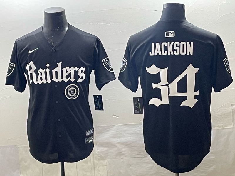 Men 2025 Oakland Raiders 34 Jackson black 6th generation Joint Name Nike Limited NFL Jersey style 012